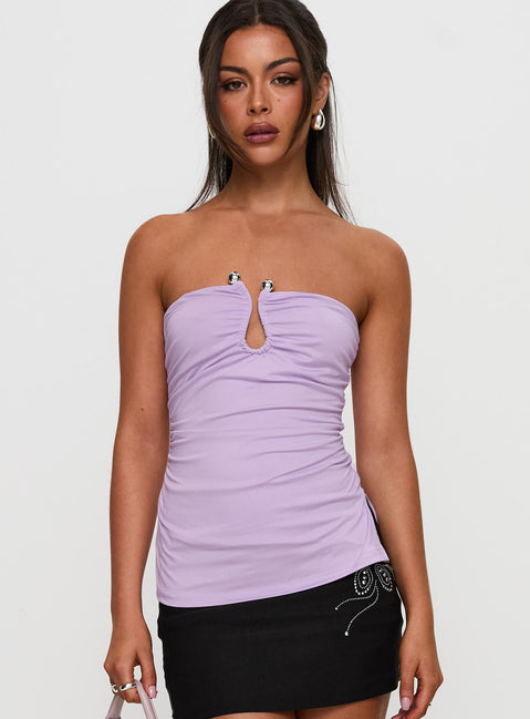 Out Of Line Strapless Hardware Detail Top Purple