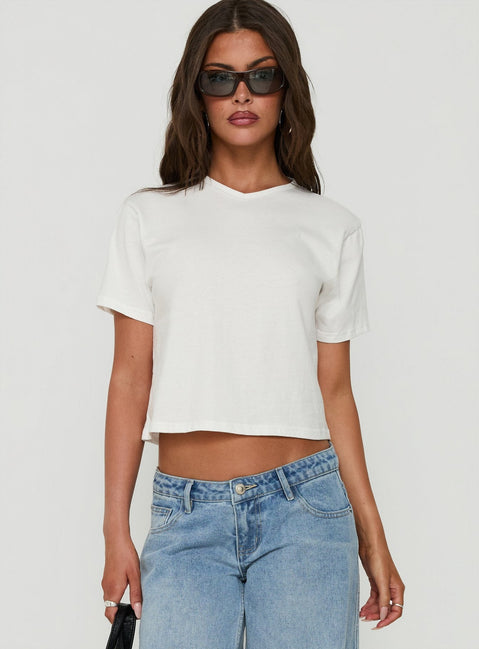 Dealia High V Boxy Tee White