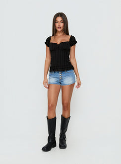Suiter Frill Detail Top Black