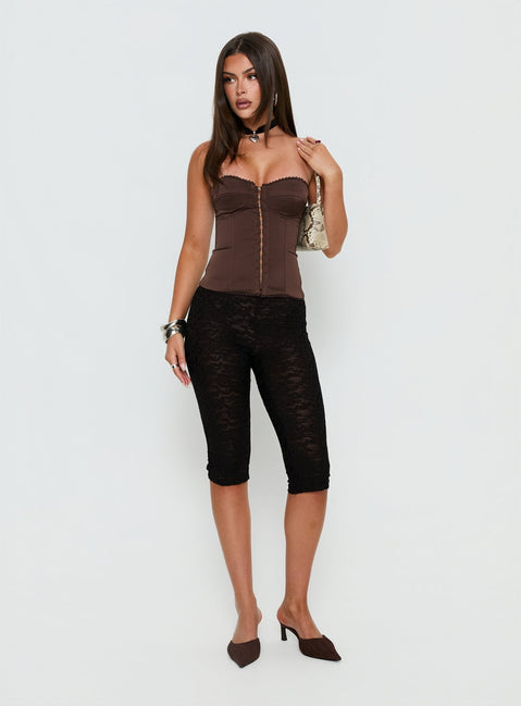 Jazzy Strapless Corset Top Chocolate
