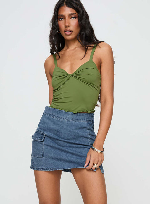 Kippiy Denim Mini Skirt Mid Wash