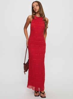 Klarissa Halter Maxi Dress Red