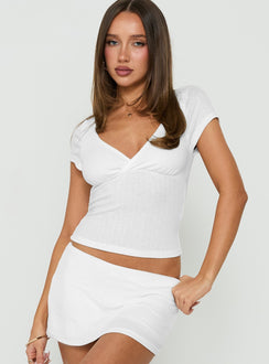 Mossie Crossover Pointelle Top White