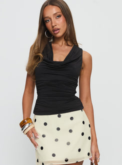 Miraculous Cowl Neck Twist Back Top Black