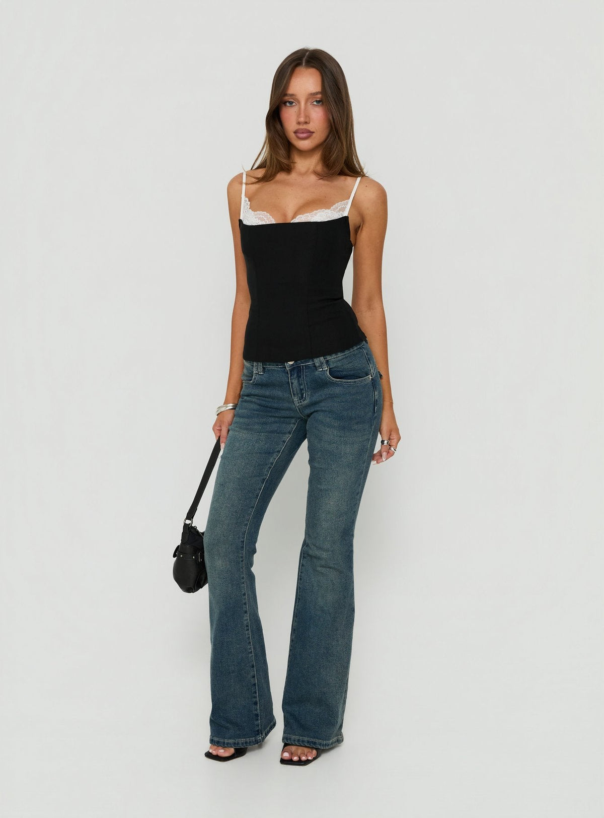 Renaissance Corset Lace Top Black / White