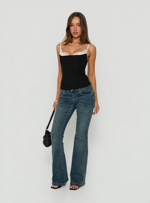 Renaissance Corset Lace Top Black / White