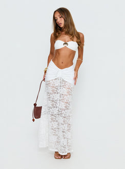 Eilise Ruched Sheer Maxi Skirt White