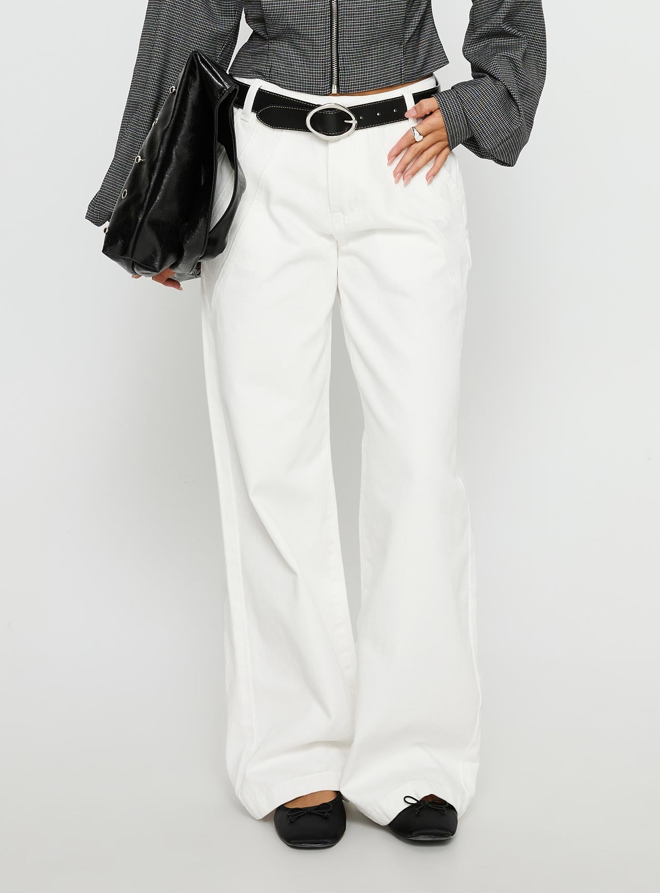 Reaper Mid Rise Baggy Jeans White