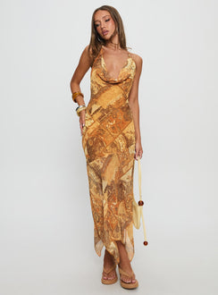 Lyanna Halter Cowl Neck Maxi Dress Multi
