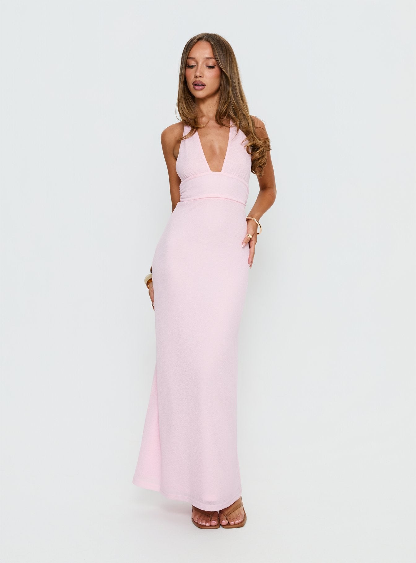 Courteney Halter Maxi Dress Pink | Princess Polly Courteney Halter Maxi Dress Pink | Princess Polly
