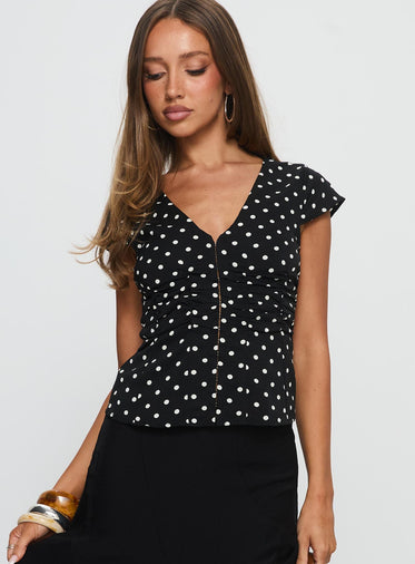Indulgence Corset Top Black Polka