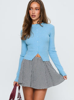   front view of model wearing Princess Polly Sohogirl Flowy Mini Skirt Black / White Gingham Mini Skirts 