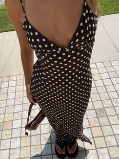 Jorjana Polka Maxi Dress Brown / White