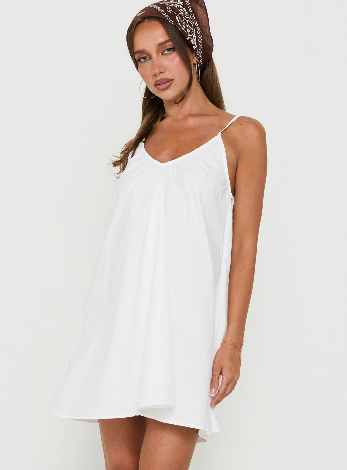 Cirelle V Neck Mini Dress White
