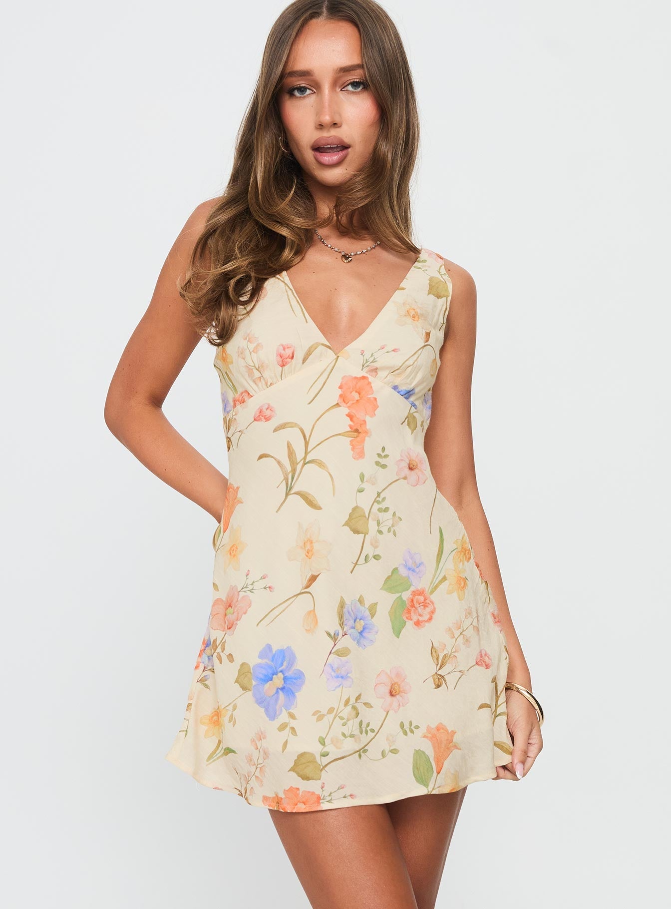 Pennie Bias Mini Dress Cream / Floral