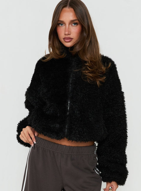 Jordynn Fleece Zip Through Jacket Black