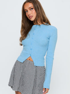 Suzu Long Sleeve Knit Top Light Blue