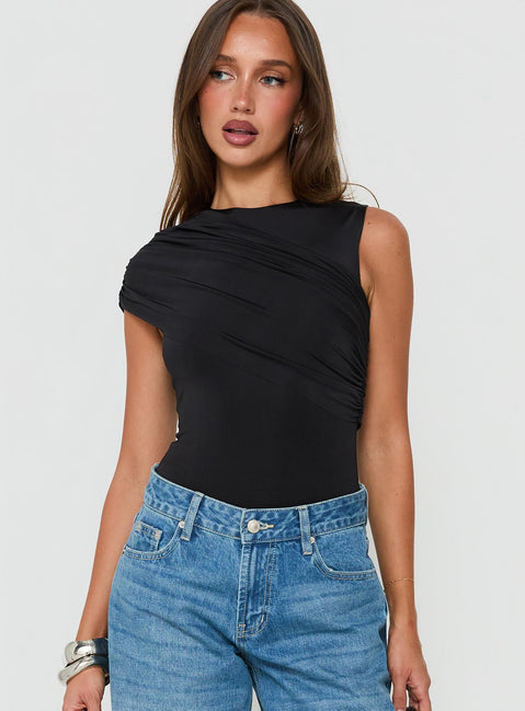 Ravennah Draped Bodysuit Black
