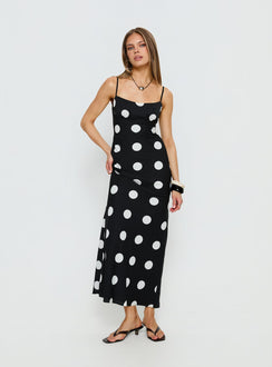Avienna Maxi Dress Black Polka Dot