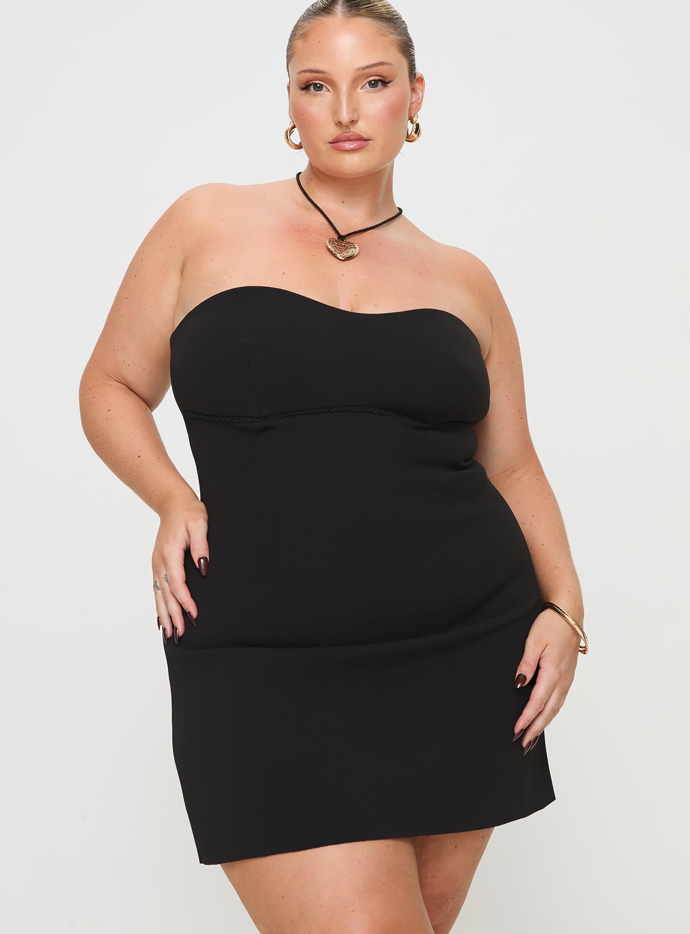 Collective Dress - Simple Sweetheart Mini Dress Black Curve image 5