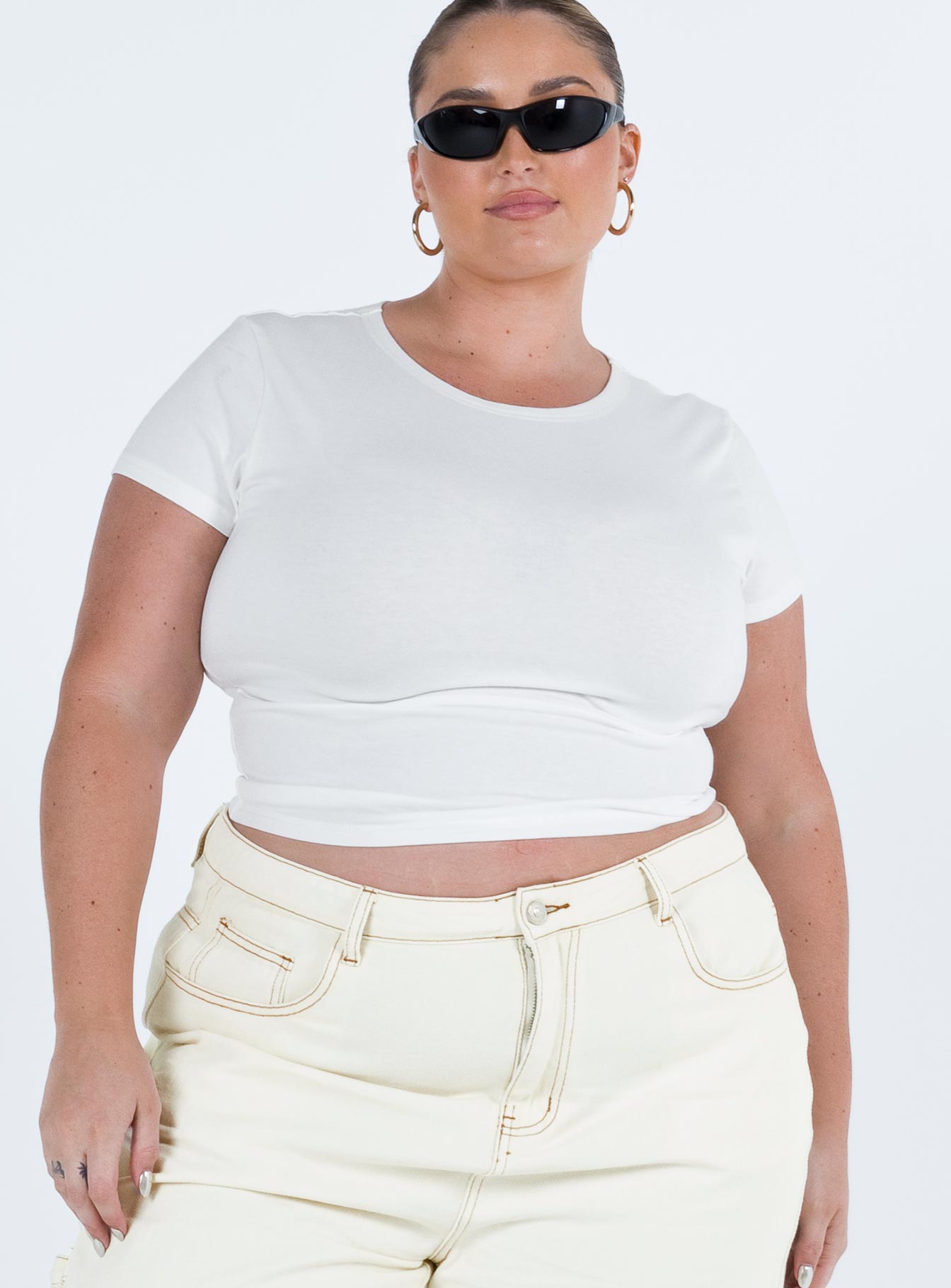 product Princess Polly Short Sleeves Crew Neck  Lex Top White Curve