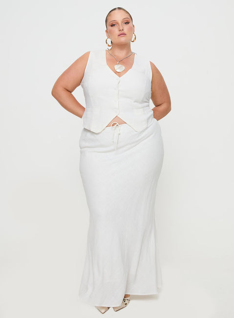 Mercer Linen Blend Maxi Skirt White Curve