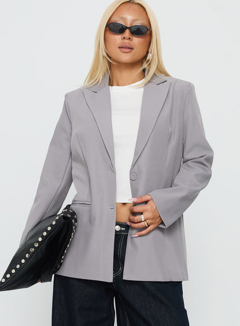 Crowd Pleaser Oversized Blazer Grey