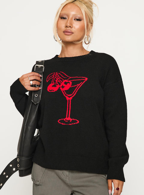 Like A Charm Knit Sweater Black / Red