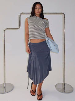 Joaney Tie Side Jersey Midi Skirt Slate