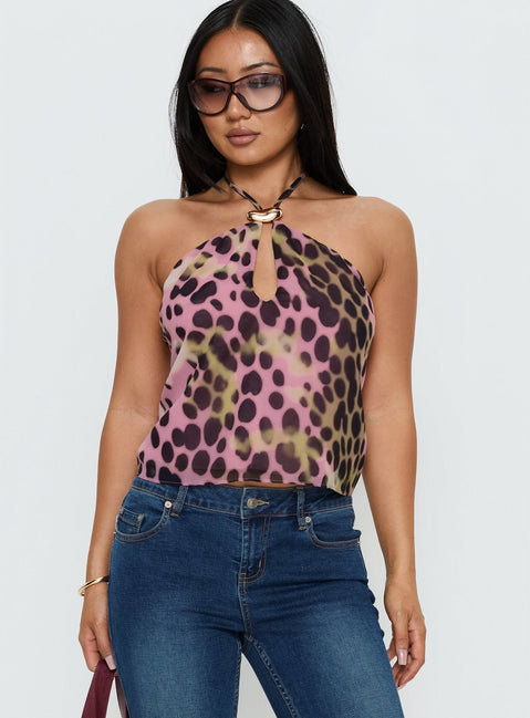 Santorini Crush Hardware Detail Top Pink Multi