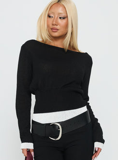 Dresano Wide Neck Knit Sweater Black / White