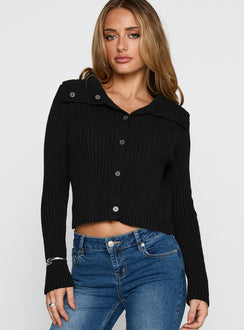 Extraordinary Collared Knit Sweater Black