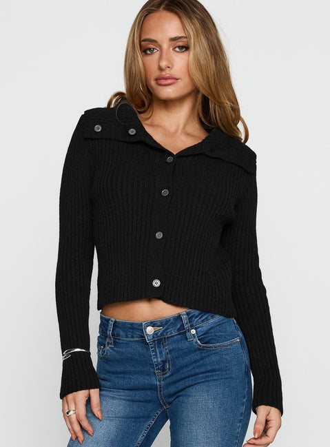 Extraordinary Collared Knit Sweater Black