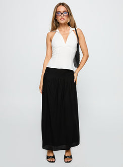   front view of model wearing Princess Polly Human Nurture Maxi Skirt Black Maxi 