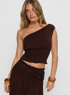 Full Orbit One Shoulder Top Chocolate