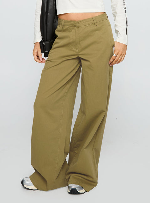 Combatica Mid Rise Wide Leg Pants Army Green