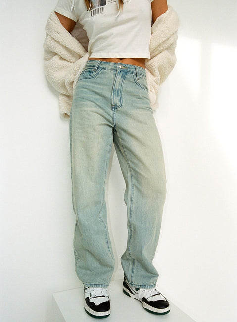 product Princess Polly Mid Rise  Clear The Air Jeans Light Wash Denim