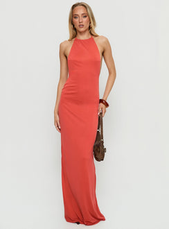 Rheanna Draped Backless Maxi Dress Orange