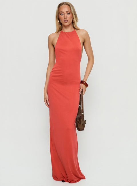 Rheanna Draped Backless Maxi Dress Orange
