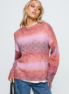 Say No More Knit Sweater Pink Stripe