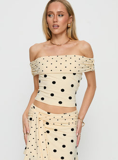 Aneira Off Shoulder Top Cream Polka