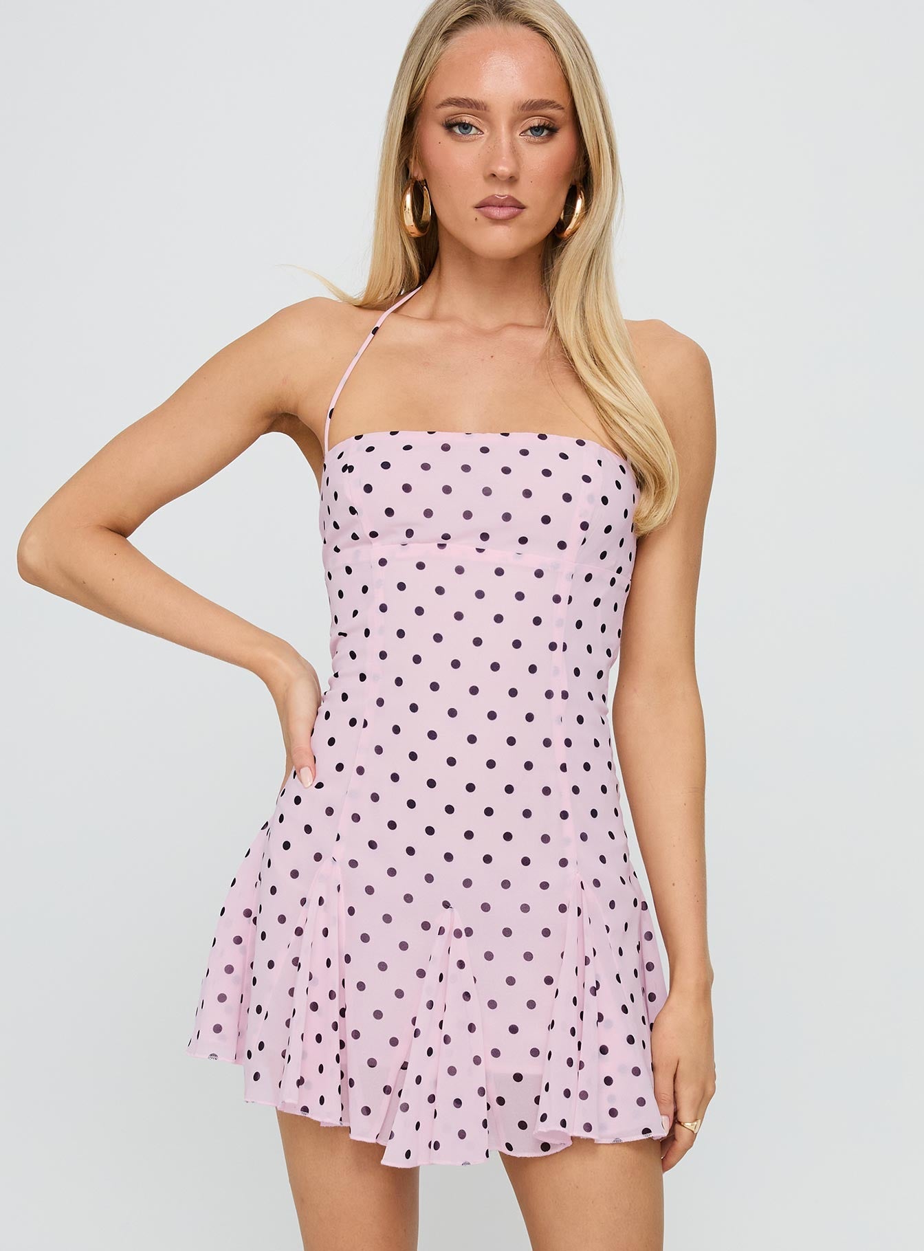 Delamere Mini Dress Pink / Black Polka
