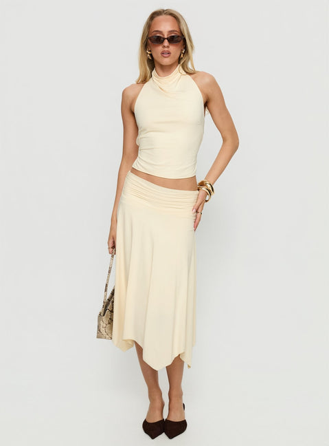 Scenic Route Asymmetrical Midi Skirt Yellow