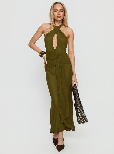 green emerald velvet dress Kenzie Mini Dress Green main image 0