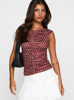 side view of model wearing Princess Polly Perfect Harmony Ruched Top Multi Sleeveless V-Neck 