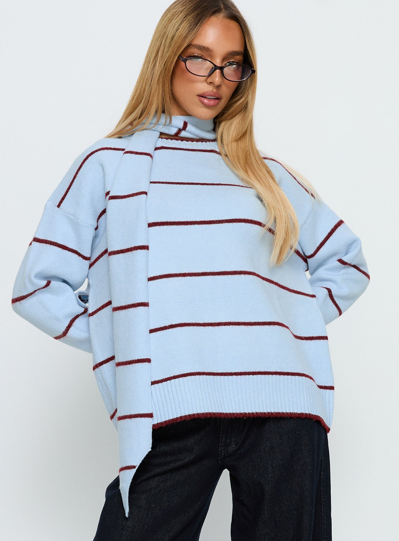 Beanie Oversized Jumper Blue Stripe