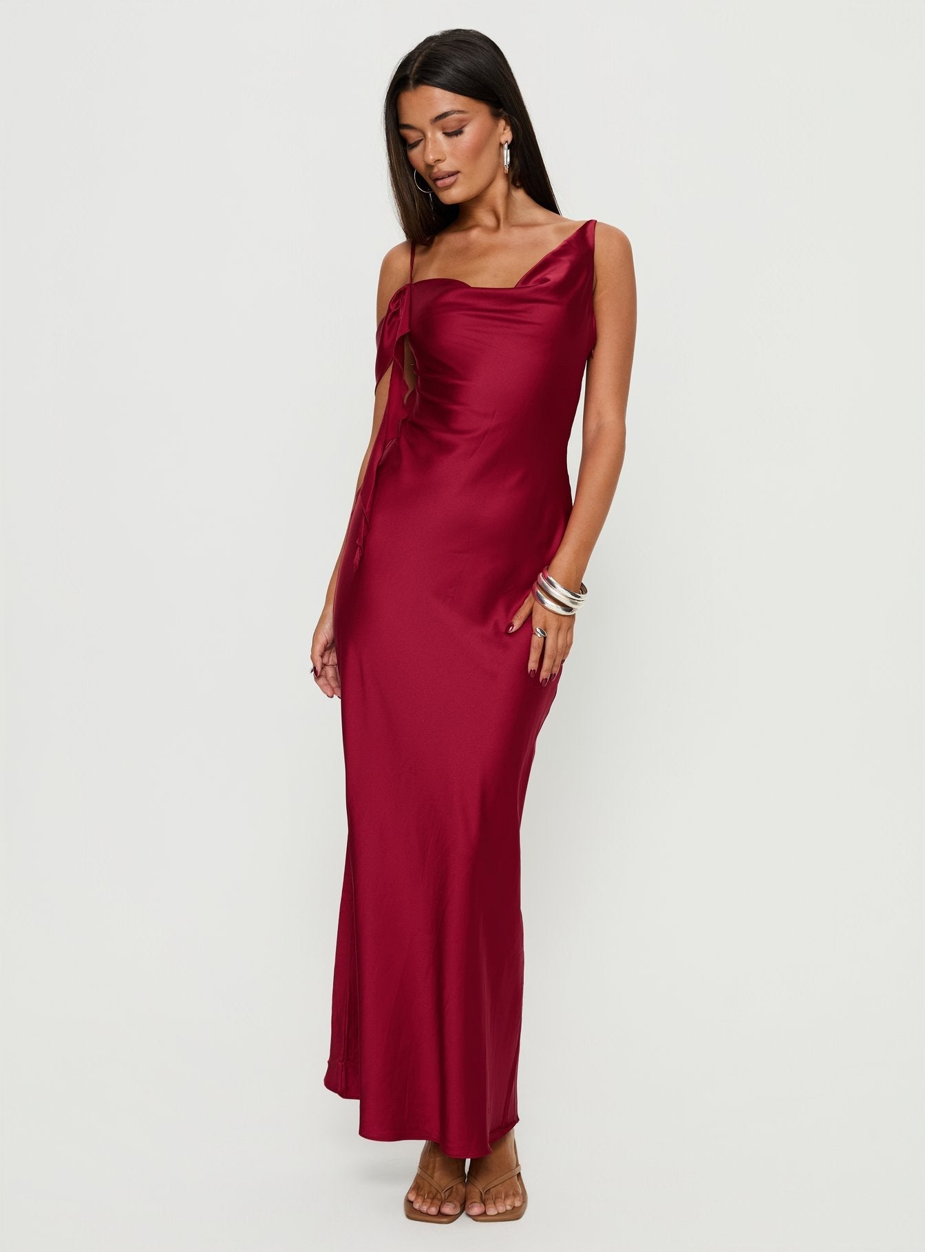 Silah Cowl Neck Maxi Dress Red