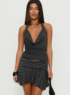 Dyana Asymmetrical Skort Grey / Black Stripe