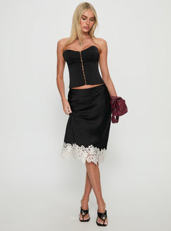   front view of model wearing Princess Polly Anchored Midi Skirt Noir Midi Skirts 