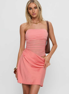 Elemental Strapless Mesh Mini Dress Orange